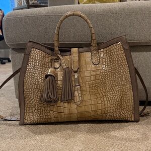 Claudia Firenze Tan Crocodile-Embossed tote